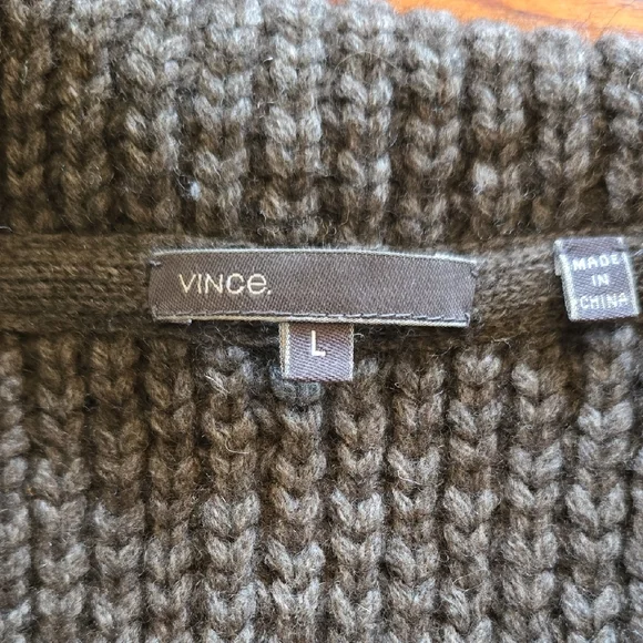 Vince Taupe Wool Knit Cunky Long Cardigan Coat | L - Picture 4 of 5